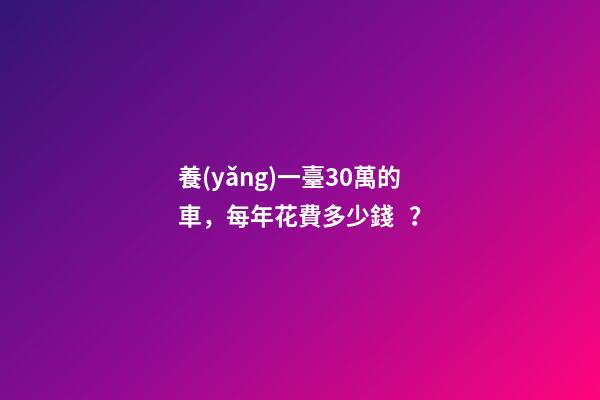 養(yǎng)一臺30萬的車，每年花費多少錢？